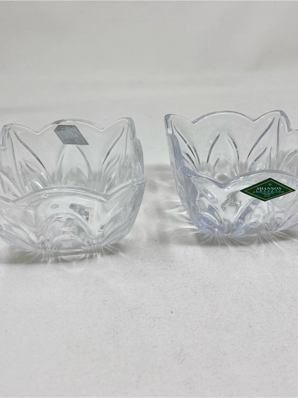 Shannon Crystal Clear Glass Floral Square Serving Bowls - Set of 4